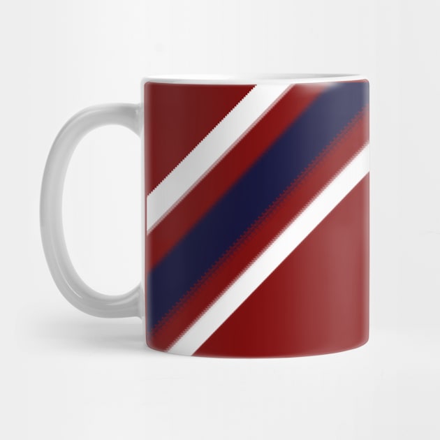 Hand-Drawn Navy & White Retro Diagonal Stripe Pattern On Red by Blue Moon Barn